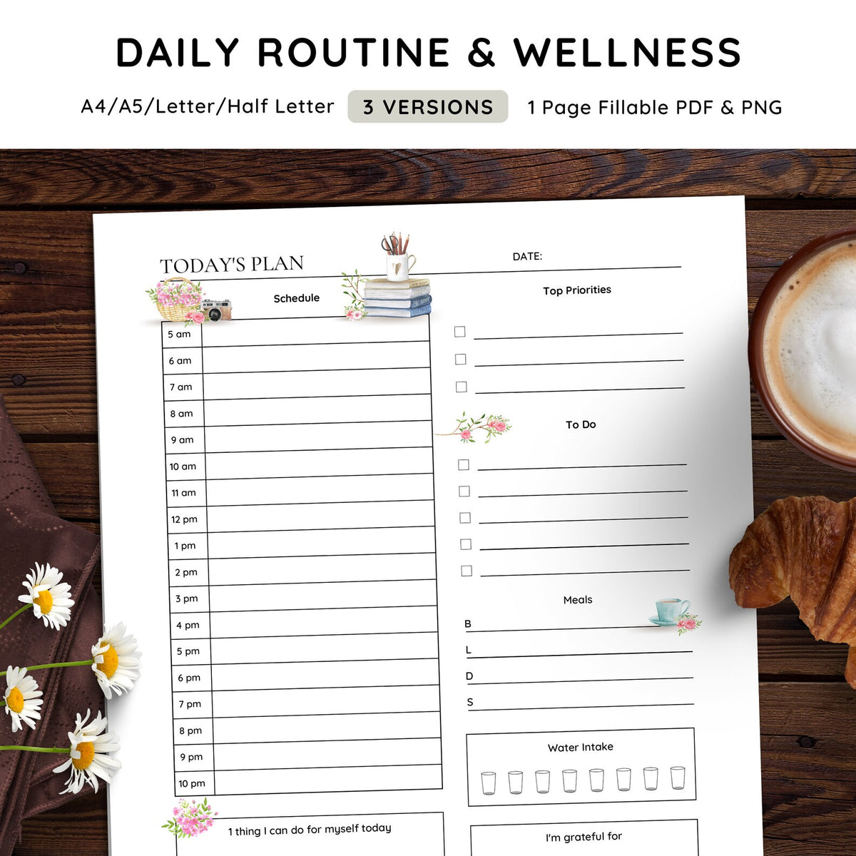 Daily Wellness Self Care Personal Planner